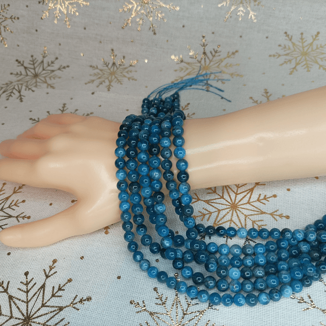 Apatite Bleue / Fil de Perles en 6 mm / Boules en Pierres Naturelles Rondes et Polies