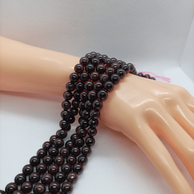 Grenat Perles Rondes Polies - Fil Complet
