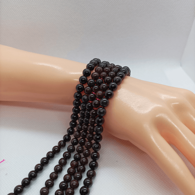 Grenat Perles Rondes Polies - Fil Complet